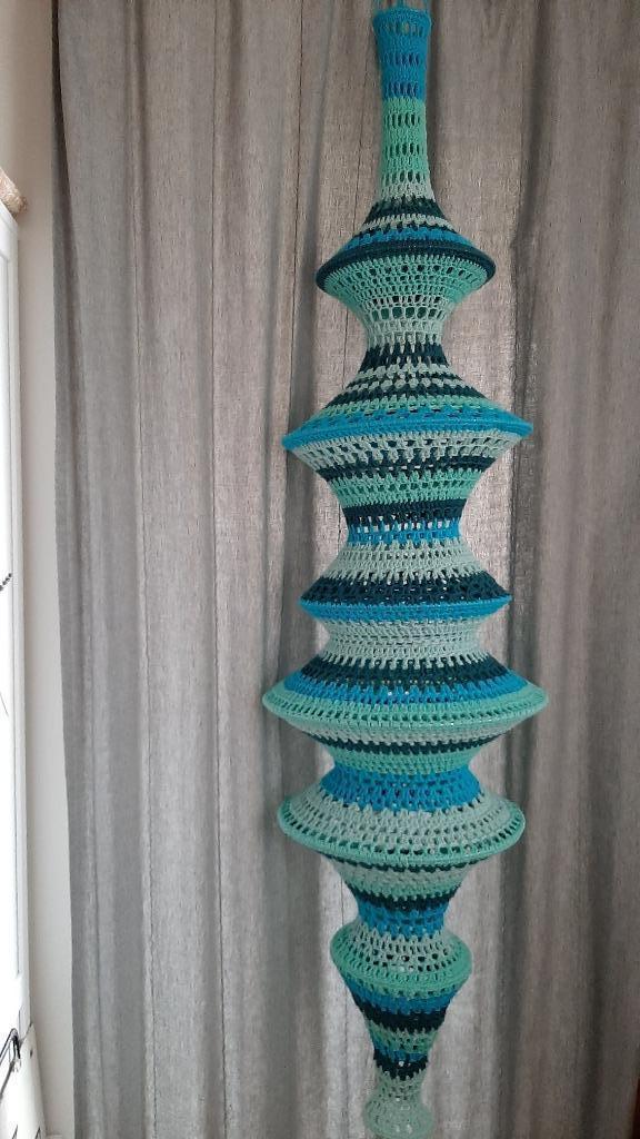 Gehaakte Retro BoHo Fishnet lamp, Huis en Inrichting, Lampen | Hanglampen, Nieuw, 75 cm of meer, Metaal, Stof, Verzenden