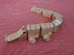 houten beweegbare krokodil op wielen 40 cm lang, Ophalen, Gebruikt, Duw- of Trekspeelgoed