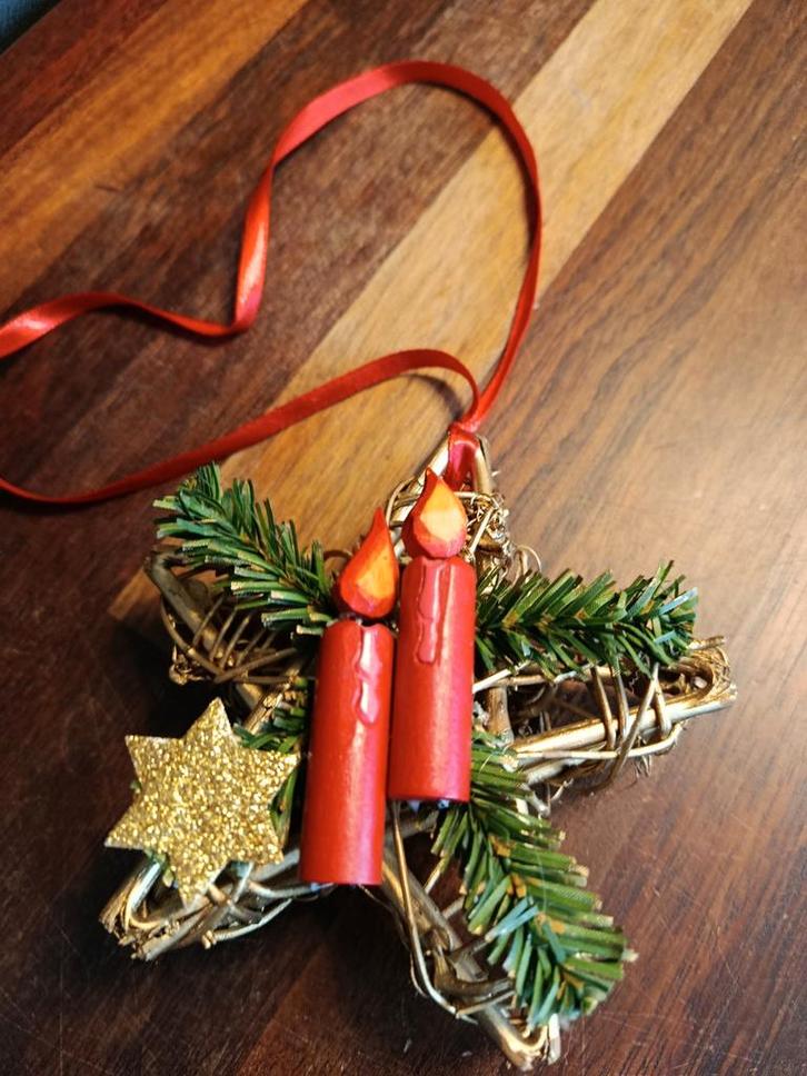 Vintage Kerstornament Ster met Kaarsen, Huis en Inrichting, Woonaccessoires | Kandelaars en Kaarsen, Minder dan 25 cm, Overige materialen