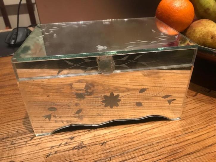 kistje met spiegelglas, Venetiaanse stijl, Antiek en Kunst, Curiosa en Brocante, Ophalen of Verzenden