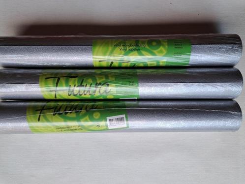 3 rollen ZILVER BEHANG structuur metallic - Futura 50112, Huis en Inrichting, Stoffering | Behang, minder dan 10 m², Ophalen of Verzenden