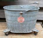Zinken vintage dweilemmer / plantenpot, Ophalen, Gebruikt, Minder dan 30 cm, Metaal