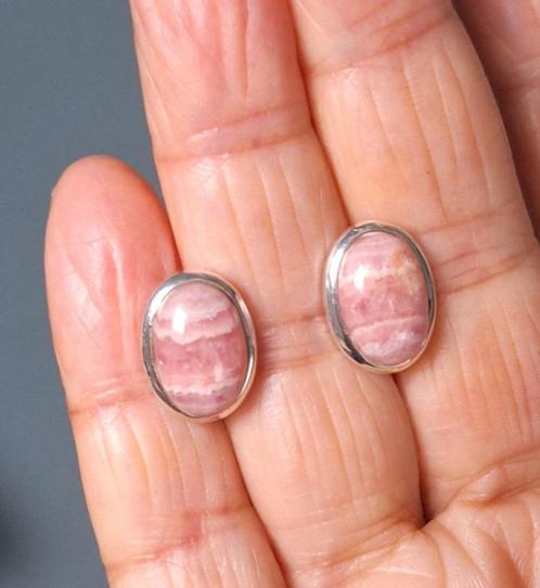 925 zilveren oorstekers/oorknopjes met Rhodochrosiet steen, Sieraden, Tassen en Uiterlijk, Oorbellen, Nieuw, Knopjes of Stekers