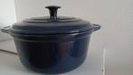 Donkerblauwe gietijzeren pan., Ophalen of Verzenden, Zo goed als nieuw, Gietijzer, Koekenpan of Braadpan