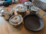 Vintage pannenset, zeer goede staat., Huis en Inrichting, Keuken | Potten en Pannen, Ophalen, Gebruikt, Rvs, Pannenset