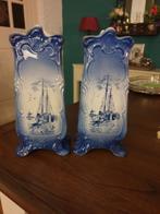 Oude Blauwe Vazen met Zeilschip, Antiek en Kunst, Ophalen of Verzenden