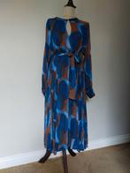 Fabienne Chapot Plissé Jurk - Maat M bruin blauw, Maat 38/40 (M), Blauw, Ophalen of Verzenden, Zo goed als nieuw