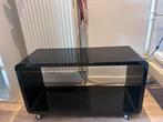 Hoogglans Zwarte Tafel/TV Meubel op Wieltjes, Ophalen, Gebruikt, Minder dan 100 cm, 25 tot 50 cm