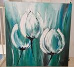 Canvas schilderij tulpen 100x100cm, Ophalen, Zo goed als nieuw, Schilderij, 75 cm of meer
