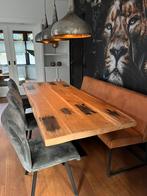 Complete eethoek 6 tot 8 persoons, Huis en Inrichting, Tafels | Eettafels, 200 cm of meer, Zo goed als nieuw, Rechthoekig, 50 tot 100 cm