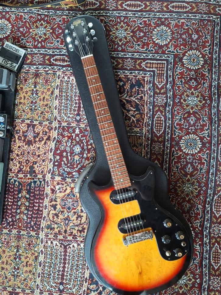 Vintage Hondo II Melody Maker copy incl originele koffer, Muziek en Instrumenten, Snaarinstrumenten | Gitaren | Elektrisch, Gebruikt