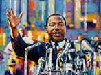 Martin Luther King - Olieverf Stijl Canvas 90x60, Antiek en Kunst, Kunst | Schilderijen | Klassiek, Ophalen of Verzenden