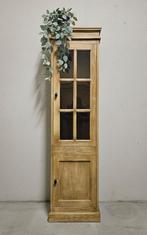 Brocante houten smalle eendeurskast vintage ondiepe kast, Ophalen of Verzenden