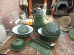Groen emaille doofpot ,  vergieten , botervloot, Ophalen of Verzenden