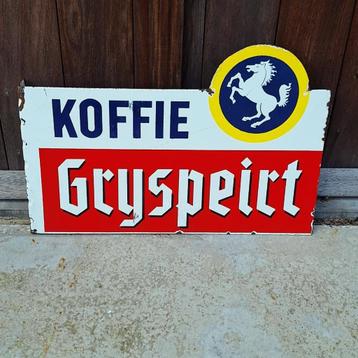 Tof dubbelzijdig emaille reclamebord voor KOFFIE Gryspeirt.  beschikbaar voor biedingen