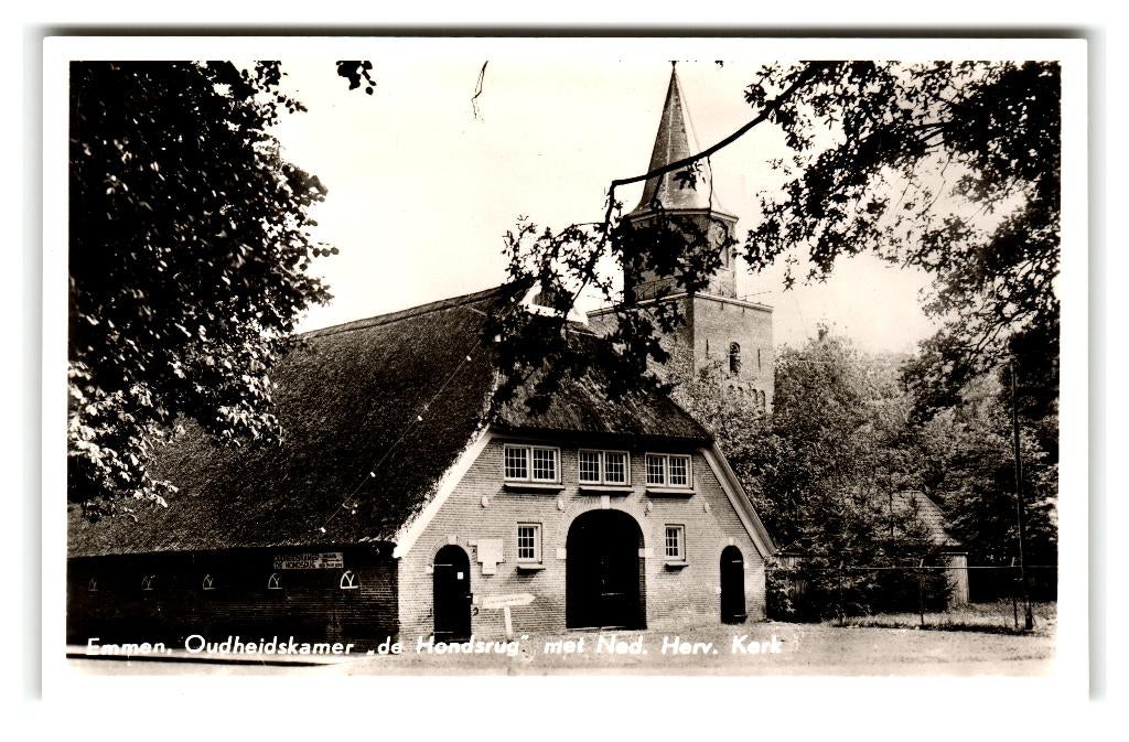 Emmen, Oudheidskamer "de Hondsrug" met Ned. Herv. Kerk, Ophalen of Verzenden, 1940 tot 1960, Ongelopen, Drenthe