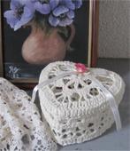 Brocant sieradendoosje van kant, Ophalen of Verzenden