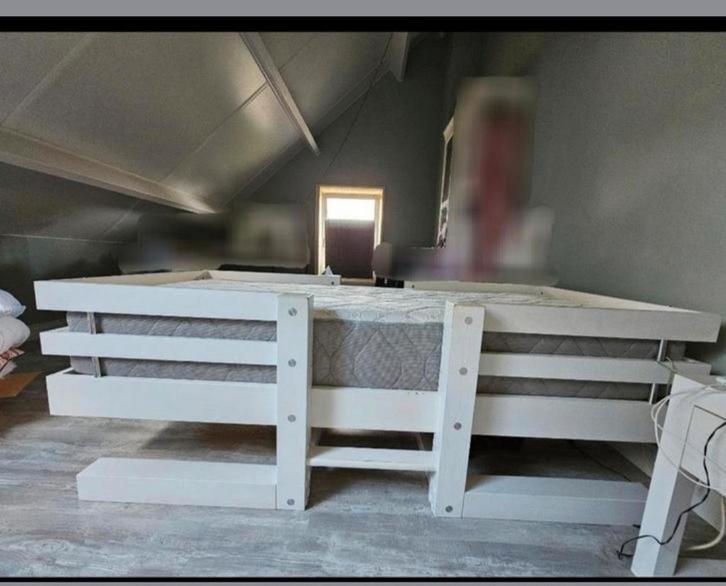 Kinderbed 90x200 hout bed frame randen wit, Huis en Inrichting, Slaapkamer | Bedden, Gebruikt, Eenpersoons, 90 cm, Hout, Wit, Ophalen