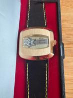 Edma Digital Automatic horloge jump hour vintage, Ophalen, Zo goed als nieuw, Leer, Overige merken