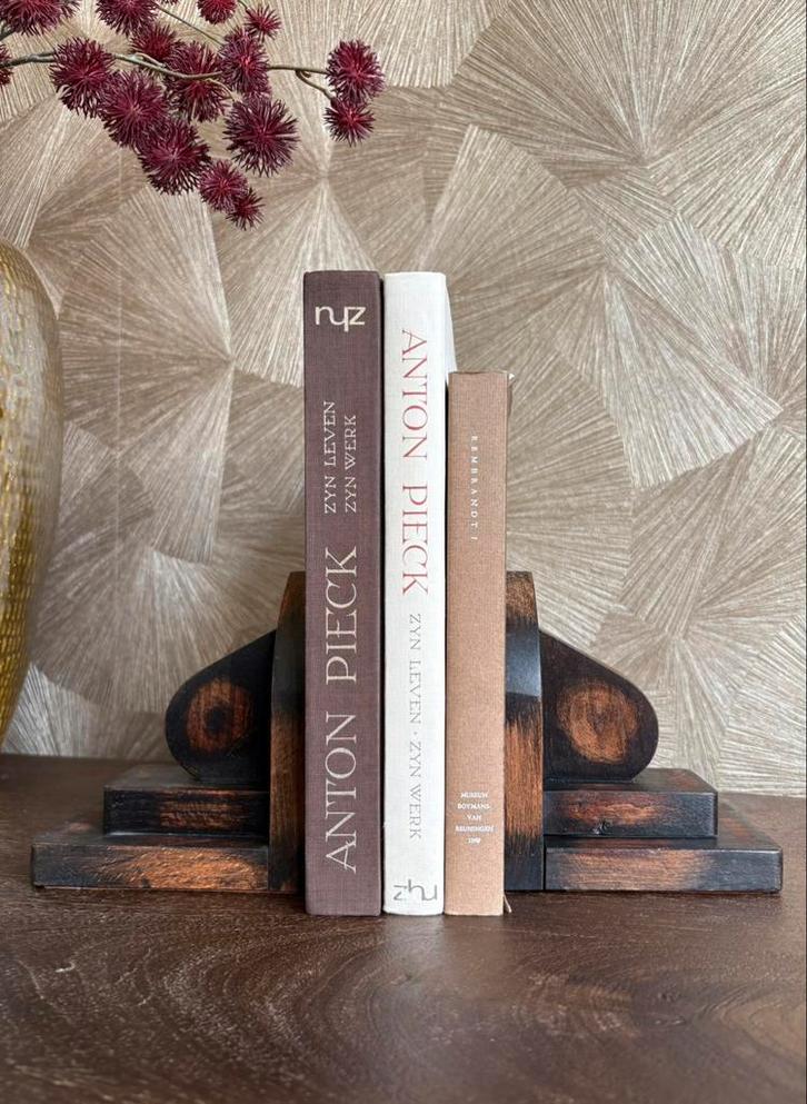 Vintage houten boekensteunen, Antiek en Kunst, Antiek | Woonaccessoires, Ophalen of Verzenden