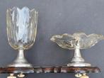 oud sigaren presenteerglas, zilver,glas,hout, Antiek en Kunst, Ophalen of Verzenden