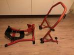 Motorfiets voorwiel klem en paddock stand, Ophalen, Gebruikt