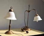 2 Koper/Messing Schemerlampen, Huis en Inrichting, Gebruikt, Vintage, Ophalen of Verzenden, Glas