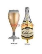 champagne fles en glas folieballon nr C48, Ophalen of Verzenden, Nieuw, Versiering, Overige