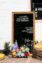 Trouwdecoratie - Bloemstukken (kunst) - Welkomsbord etc., Ophalen of Verzenden, Zo goed als nieuw, Versiering, Geboorte of Huwelijk