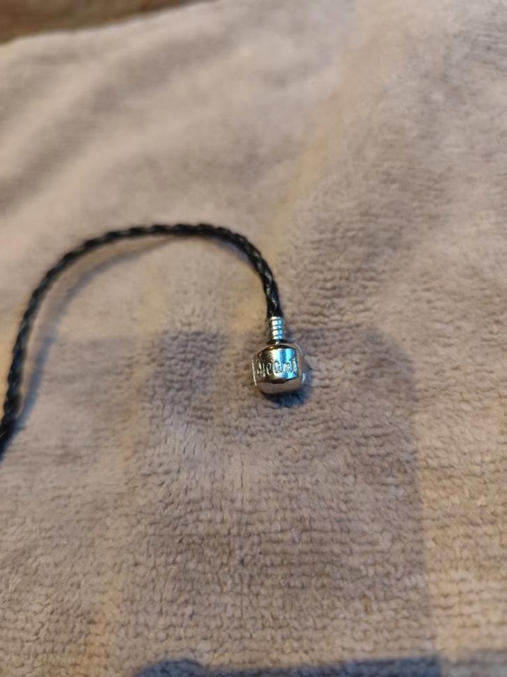 Originele Pandora Leren Armband Zwart, Sieraden, Tassen en Uiterlijk, Bedels, Zo goed als nieuw, Pandora, Zilver, Ophalen of Verzenden