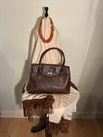 HANDTAS IN 100% LEDER DARK BROWN., Verzenden, Nieuw, Bruin, Handtas