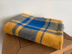 blauw geblokt vintage plaid/ dekentje Van wolmix, Ophalen of Verzenden, Zo goed als nieuw