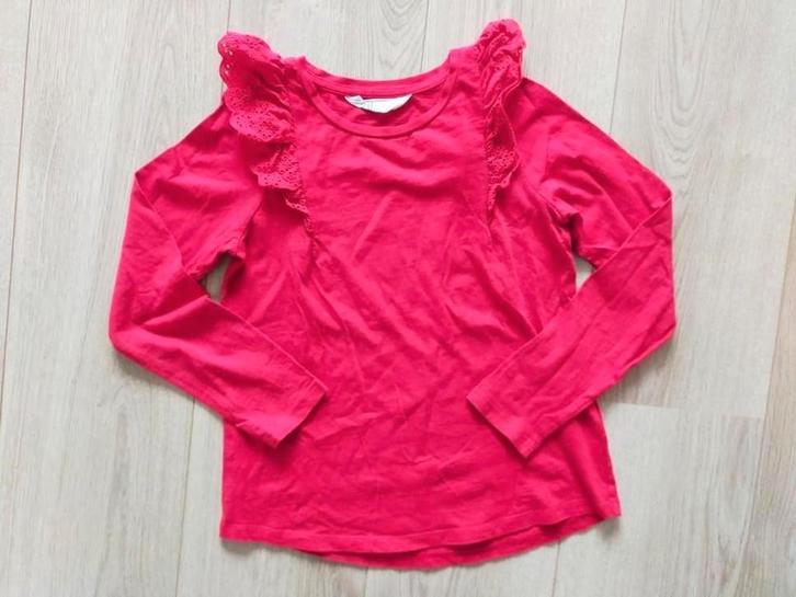 Zgan! Lieve rode longsleeve met embroidery H&M. Mt 134/140, Kinderen en Baby's, Kinderkleding | Maat 134, Zo goed als nieuw, Meisje