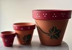 Terracotta bloempotten setje  in wintersfeer, nieuw, Ophalen of Verzenden, Nieuw
