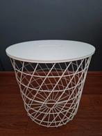 Opbergtafel met Draadmand, Ikea,  met kussentje, Minder dan 45 cm, Minder dan 55 cm, Metaal of Aluminium, Rond