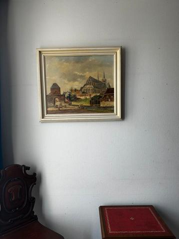 Romantisch stadsgezicht – vermoedelijk Amersfoort gesigneerd beschikbaar voor biedingen