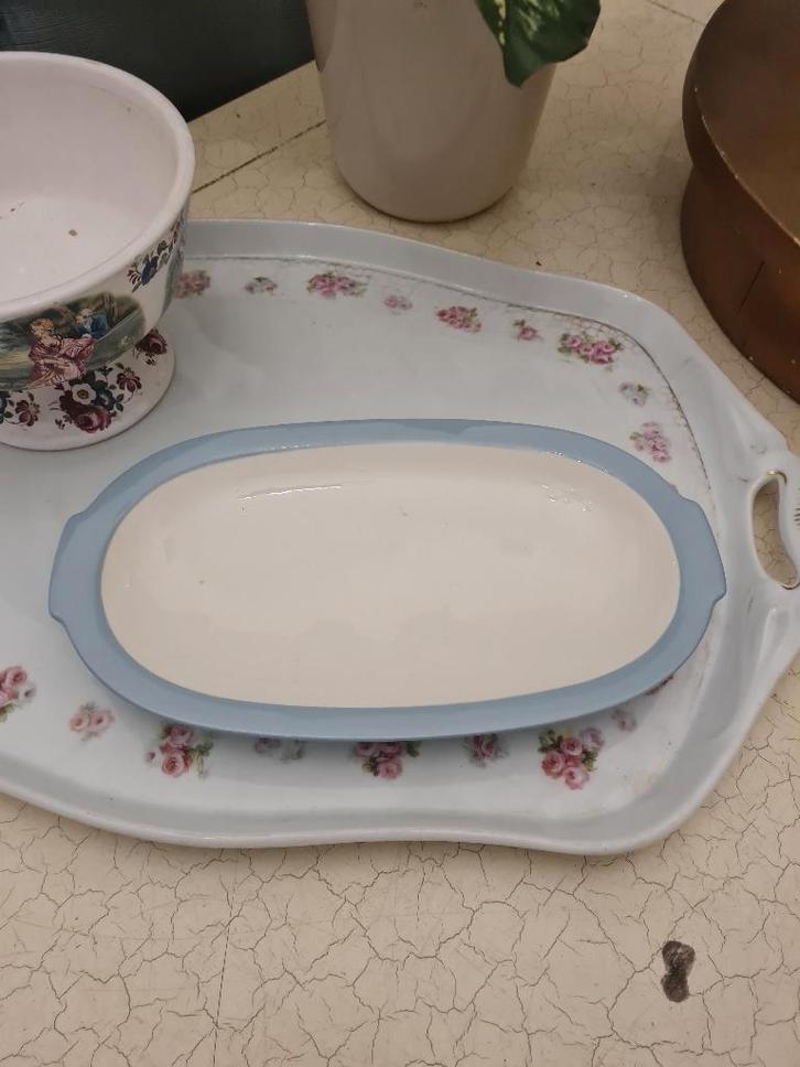 Antiek zuurschaaltje pastel blauw Petrus Regout, Antiek en Kunst, Antiek | Servies los, Ophalen of Verzenden