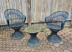 Russel Woodard stoelen en tafeltje jaren 50 gesponnen glasve, Antiek en Kunst, Curiosa en Brocante, Ophalen