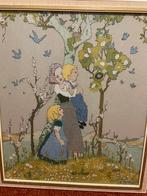 Retro vintage borduurwek geborduurd Rie Kramer kinderen, Antiek en Kunst, Kunst | Schilderijen | Klassiek, Ophalen of Verzenden