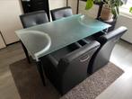 Keukentafel met 4 lederen stoelen - in zeer goede staat, Huis en Inrichting, Tafels | Eettafels, Ophalen, 100 tot 150 cm, 50 tot 100 cm