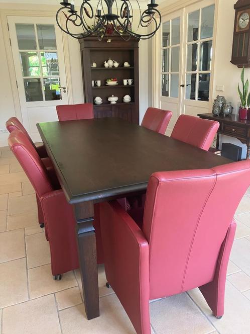 LUXE eethoek:tafel+kast+6 lerenstoelen;bijna 4000,00 korting, Huis en Inrichting, Complete eetkamers, Zo goed als nieuw, Ophalen