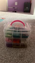 Domino stenen in een plastic bakje met vakjes., Ophalen of Verzenden, Zo goed als nieuw