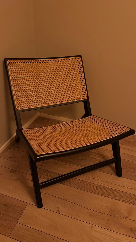 Webbing Stoel - Stijlvol en Comfortabel, Huis en Inrichting, Stoelen, Gebruikt, Eén, Hout, Zwart, Ophalen