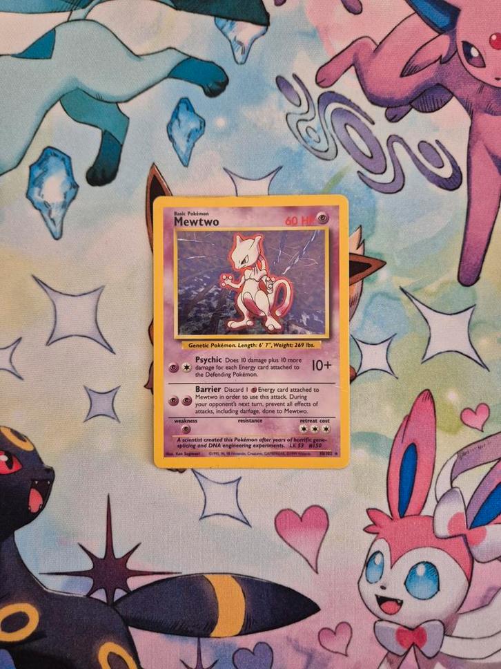 Mewtwo Base Set Pokémonkaart, Hobby en Vrije tijd, Verzamelkaartspellen | Pokémon, Gebruikt, Losse kaart, Ophalen of Verzenden