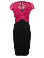 Alexon schitterende jurk zwart met roze kanten top maat 38, Maat 38/40 (M), Alexon, Onder de knie, Zo goed als nieuw