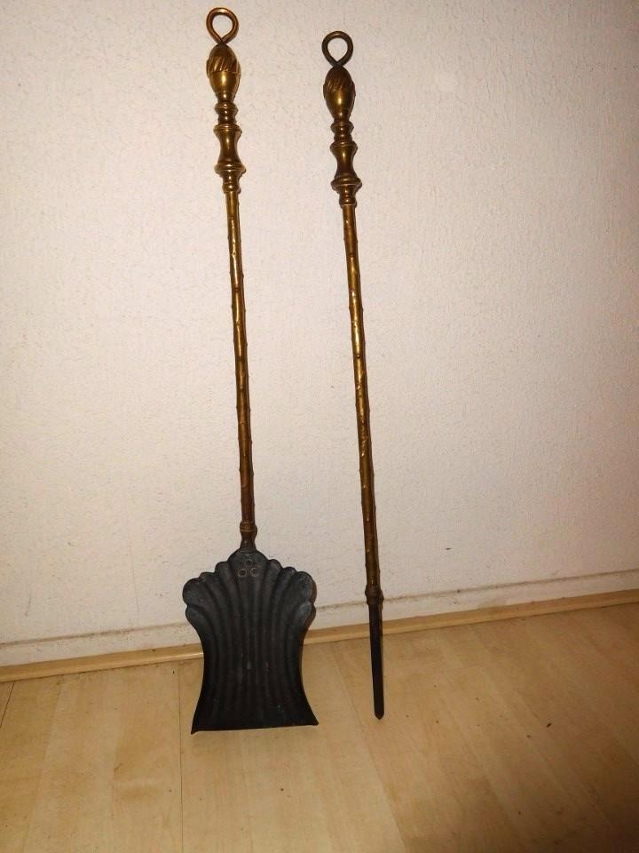 Antiek Open haard Koperen Schep en Pook in zeer grote, Antiek en Kunst, Antiek | Woonaccessoires, Ophalen