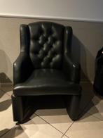 4 zwrart lederen eetkamerstoelen, Huis en Inrichting, Stoelen, Ophalen, Zwart, Leer, Zo goed als nieuw