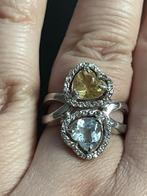 zilveren vintage merkring harry ivens citrien en topaas, Sieraden, Tassen en Uiterlijk, Ringen, Ophalen of Verzenden, Zo goed als nieuw