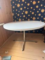 Witte ronde eettafel met vervhroomd onderstel, Ophalen, Gebruikt, Rond, 100 tot 150 cm