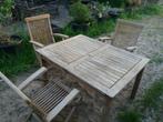 Houten tuinset / hardhouten tuinset tafel met drie stoelen, Ophalen, Zo goed als nieuw